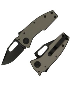 Demko Knives Nano-Shark Stealth 20CV DLC Clip Point Blade with Artillery Grey Aluminum Handles