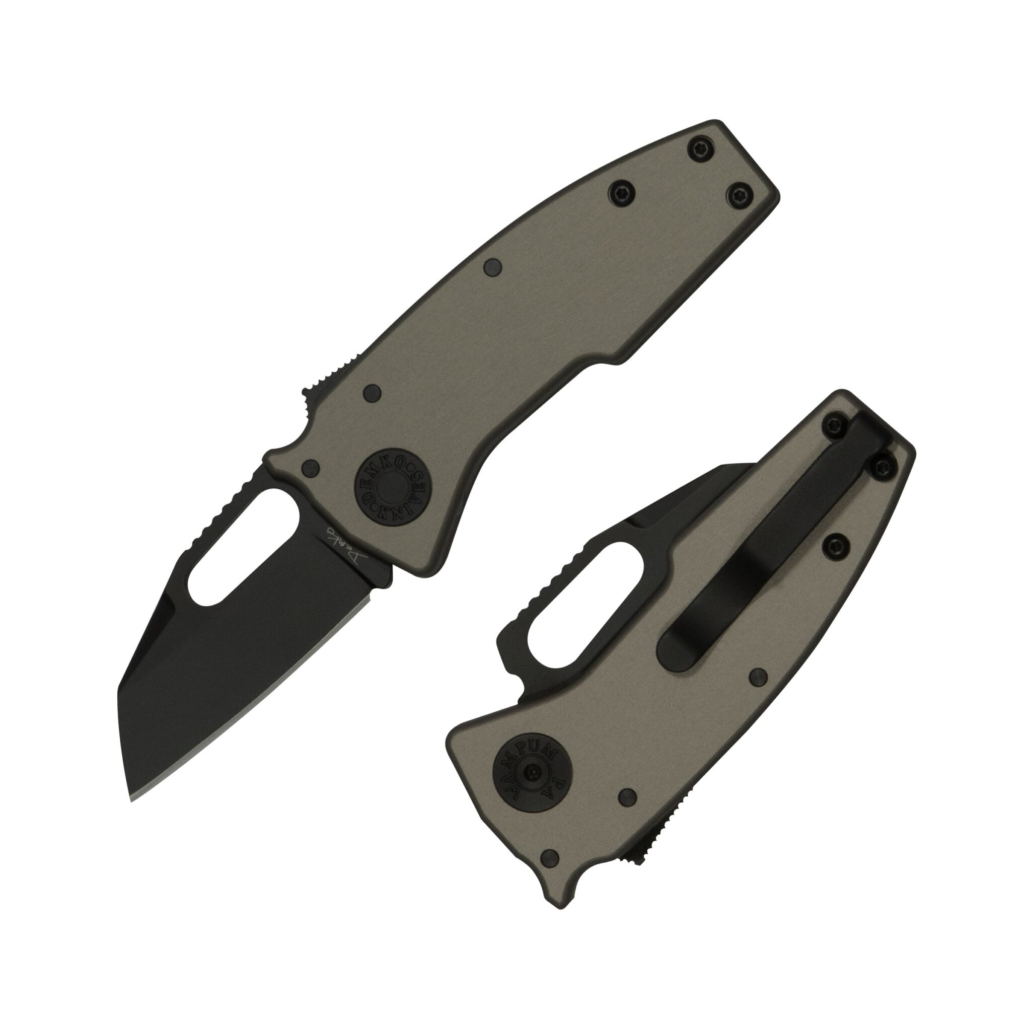 Demko Knives Nano-Shark Stealth 20CV DLC Shark Foot Blade with Artillery Grey Aluminum Handles