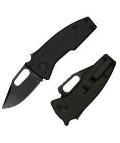 Demko Knives Nano-Shark Stealth 20CV DLC Clip Point Blade with Black Aluminum Handles