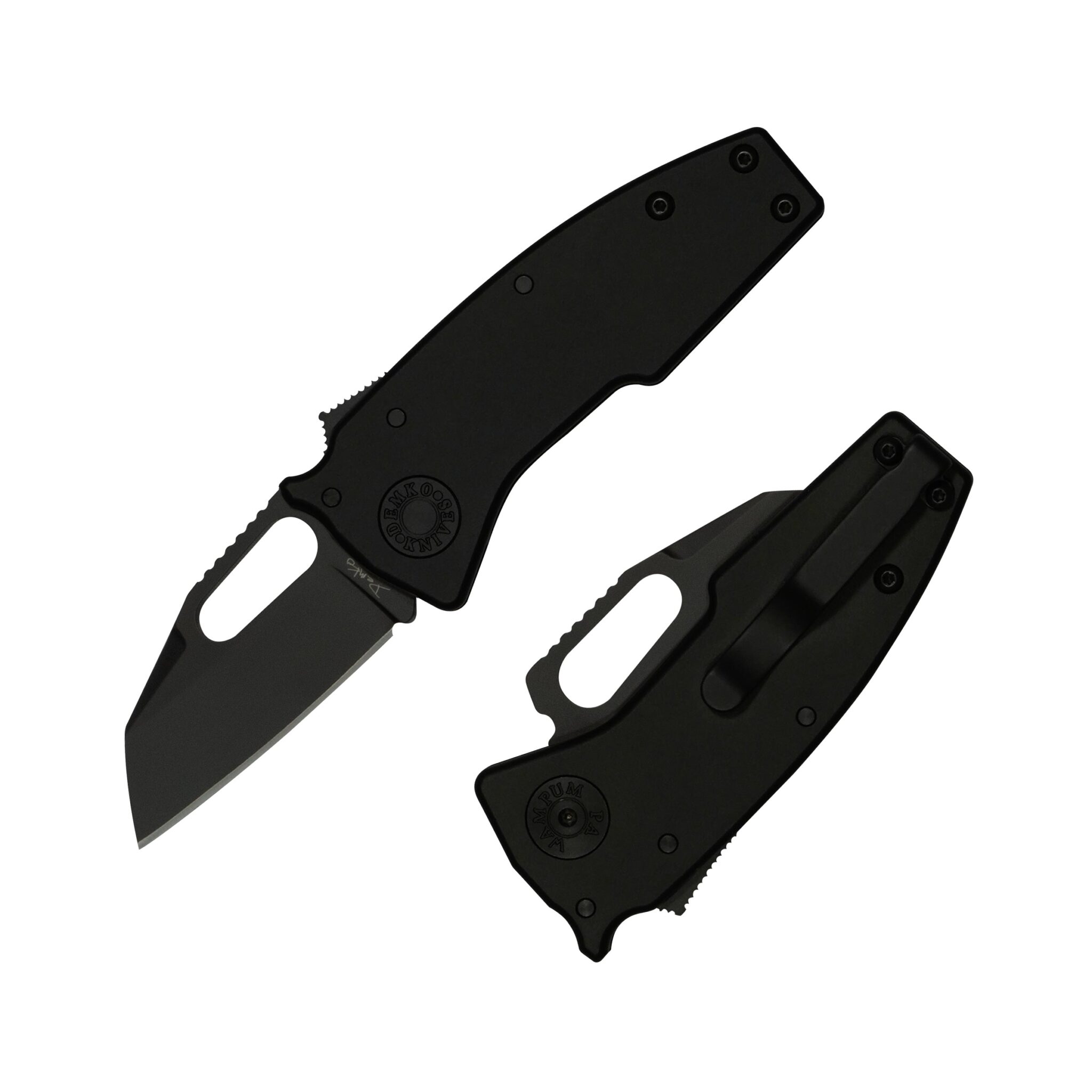Demko Knives Nano-Shark Stealth 20CV DLC Shark Foot Blade with Black Aluminum Handles