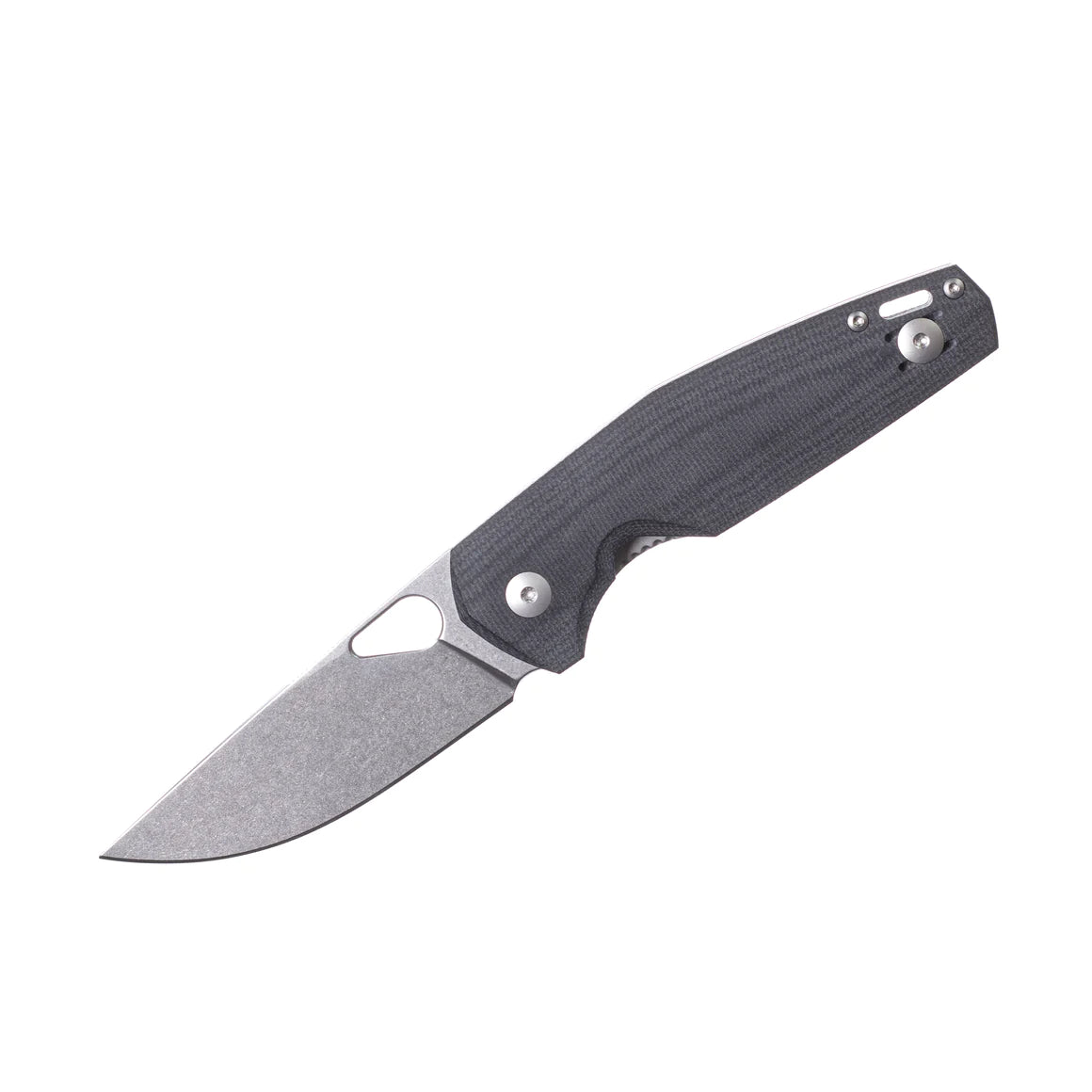 GiantMouse Knives Vox/Anso ACE Nimbus V3 Linerlock Knife Stonewash Magnacut Blade with Double Black Canvas Micarta Handles