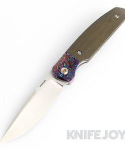 Enrique Pena Custom Front Flipper Caballero Green Linen Micarta Handles and Mokuti Clip/ Bolsters
