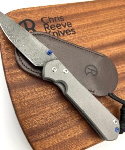Chris Reeve Knives Small Sebenza 31 Drop Point Boomerang Damascus DOUBLE BLUE LUG Blade/ Plain Handles