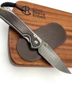 Chris Reeve Knives Large Sebenza 31 LH Drop Point Ladder Damascus with Bog Oak Inlay/ Matte Handles