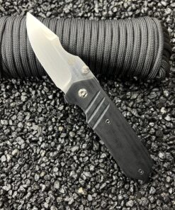 K.C. Gray Knives Medium Squeegee Magnacut Blade with Black Micarta Scales