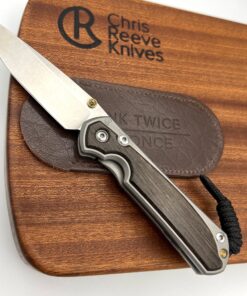 Chris Reeve Knives Small Sebenza 31 Drop Point Bog Oak Inlay Knife Matte Finish/ Double Gold Lugs
