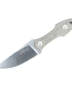 GiantMouse Knives Vox/Anso GMF3-GRN-SATIN Fixed Blade Satin Blade with Green Canvas Micarta Handles