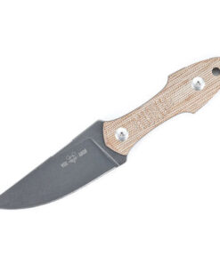 GiantMouse Knives Vox/Anso GMF3P-NAT-PVD Fixed Blade PVD Blade with Natural Canvas Micarta Handles