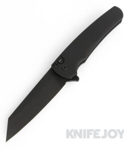 Pro-tech Knives PT5203-OPERATOR Malibu Operator Flipper Black Sterile DLC Reverse Tanto Blade with Black Handle/ Tritium Inlay