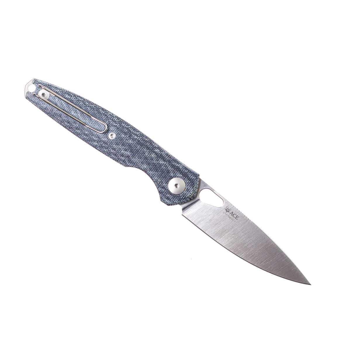 GiantMouse Knives Vox/Anso ACE REO Linerlock Knife Stonewash Magnacut Blade with Denim Micarta Handles