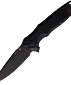 Spartan Blades SBSFBL11BK POROS Liner Lock Flipper Black Nitride Coated 154CM Blade with Black G10 Handles