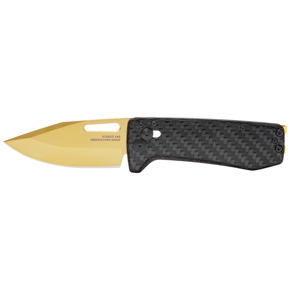 SOG 12-63-02-57 Ultra XR- Carbon Handle+ Gold Blade Thumbstud Flipper Knife
