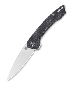 QSP Leopard QS135B Liner Lock Black Linen Micarta with Satin Blade
