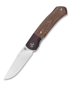 QSP Gannet QS137B Liner Lock CF Bolster/ Brown Linen Micarta Handle with Satin Finish