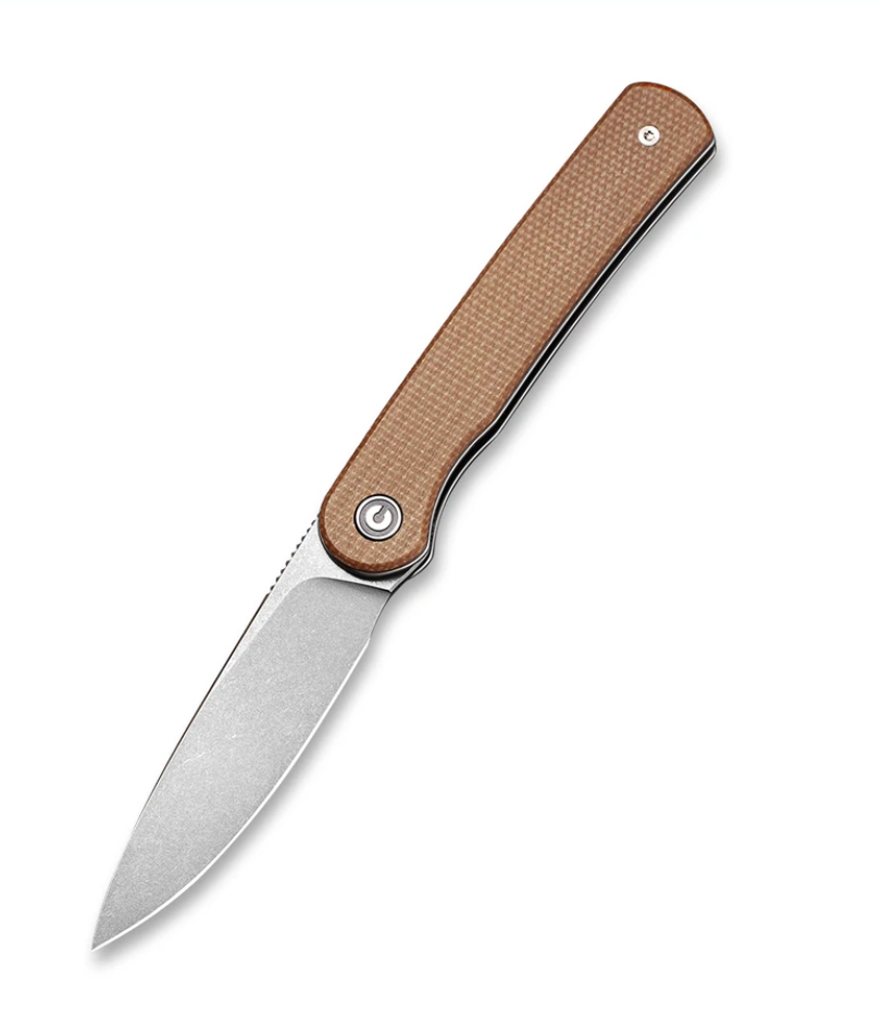 We Knife -CIVIVI Stylum Brown Micarta Handles with Stonewashed Blade