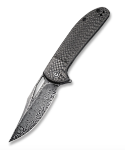We Knife  - CIVIVI Ortis Flipper Knife Twill Carbon Fiber Handle/ Black Hand Rubbed Damascus