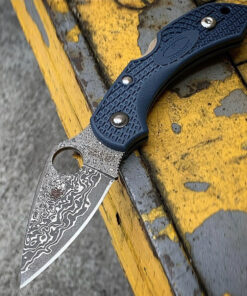 Spyderco C28PDBL2 KJ Exclusive Dragonfly 2 Steel Blue FRN Handles Damascus Blade