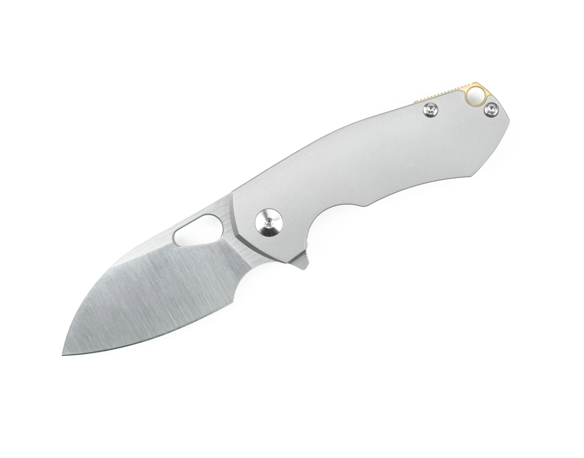 GiantMouse Knives Vox/Anso Riv Frame Lock Knife Satin Blade with Stonewash Ti Handles