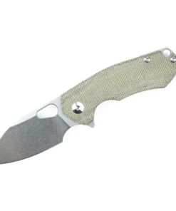 GiantMouse Knives Vox/Anso Riv Frame Lock Knife SW Blade with Green Micarta Handles