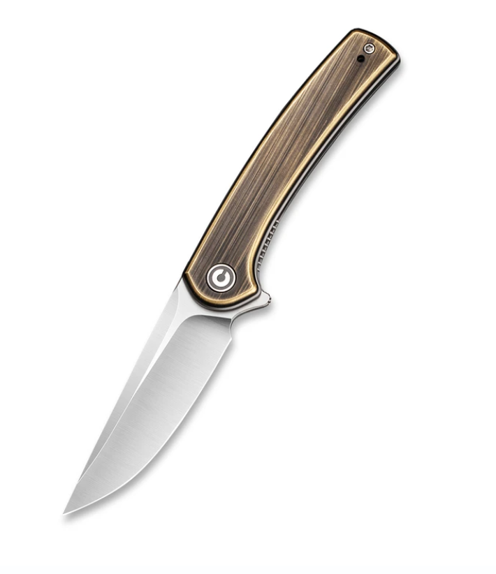 We Knife - CIVIVI MINI Asticus Liner Lock Knife Black Hand Rubbed Brass Handle