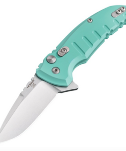 Hogue HOGK24173 X1-MicroFlip Manual Flipper Drop Point Blade Tumbled Finish Matte Aquamarine Aluminum Frame