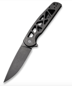 We Knife -CIVIVI Perf C20006-B Skeletonized Flipper Knife Black Stonewashed Steel Handles