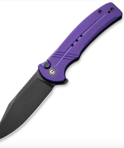 We Knife -CIVIVI Cogent Black Stonewash Blade with Purple G10 Handle Button Lock Flipper