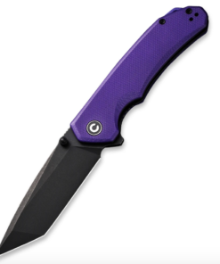 We Knife - CIVIVI Brazen Black Stonewashed Tanto Blade with Purple G10 Flipper Knife