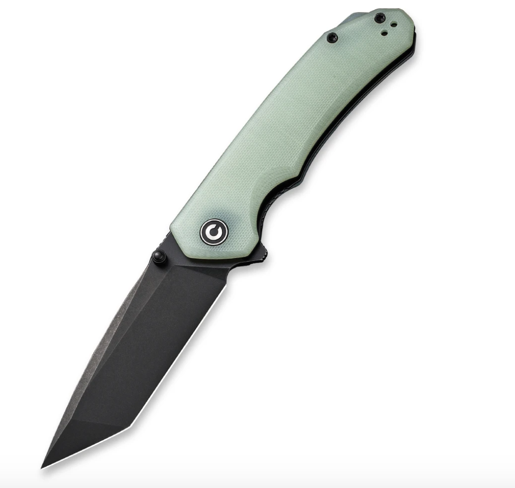 We Knife - CIVIVI Brazen Black Stonewashed Tanto Blade with Natural G10 Flipper Knife