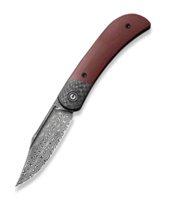 We Knife -CIVIVI Appalachian Drifter II Liner Lock Damascus Blade Burgundy G10/Twill Carbon Fiber Knife