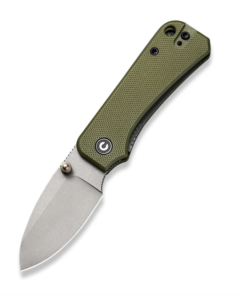 We Knife -Civivi Baby Banter Gray SW Nitro-V Blade with Green G10 Handles