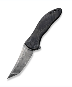 We Knife - CIVIVI Synergy3 Damascus Tanto Blade with Layered Black G10/ Twill Carbon Fiber Handles