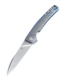 Kizer Ki3457A2 Splinter Flipper Stonewash Blade with Blue Titanium Handles