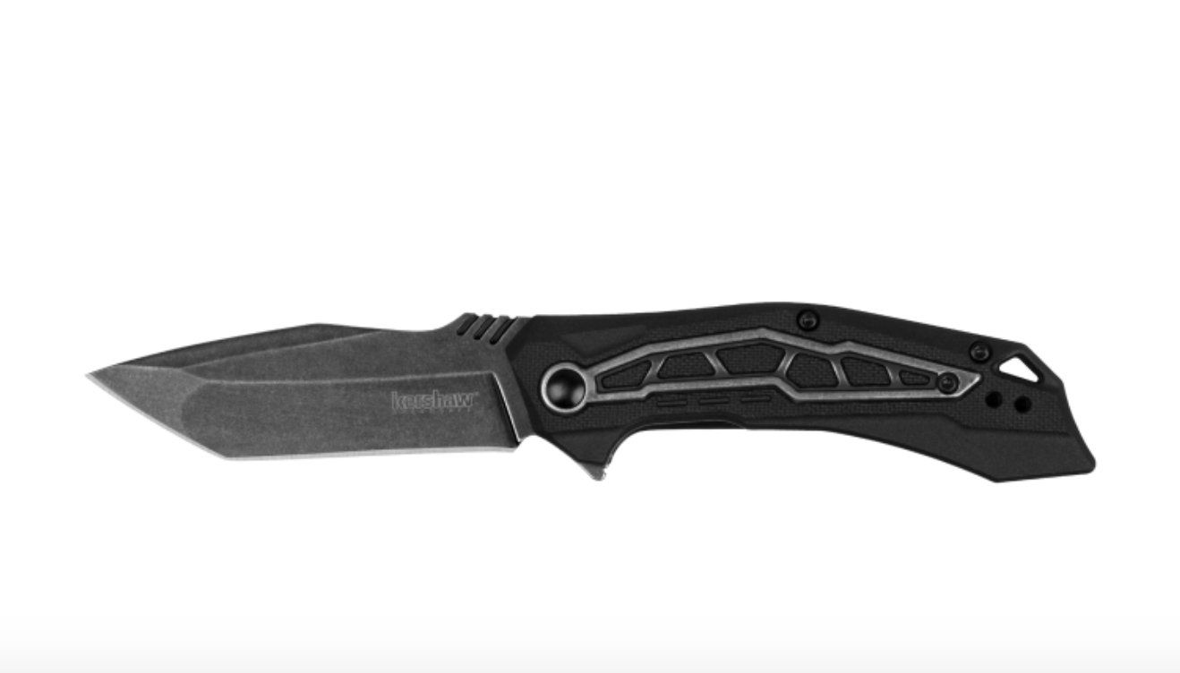 Kershaw 1376 Flatbed Assisted Folder Plain Blackwash Blade with Blackwash G10 Textured Handle