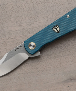 Finch Knife Company Drifter Satin Stonewash Finish Blade with Sapphire Blue Micarta Handles