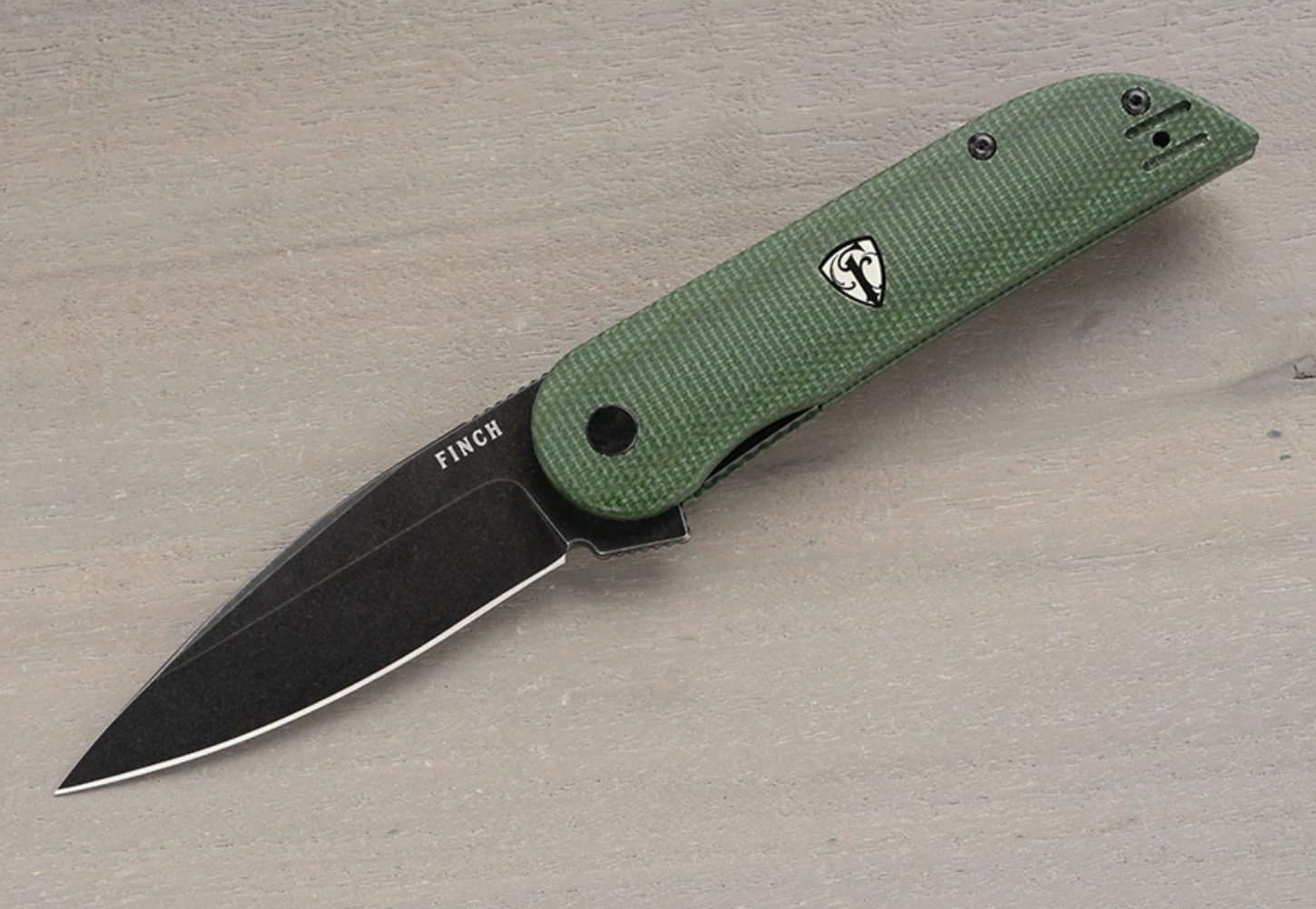 Finch Knife Company Devil's Finger Blackwash Blade with Sequoia Green Micarta Handles