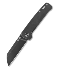 QSP Penguin QS130-O Frame Lock Black Stonewash Titanium Handles with Black Stonewash Blade