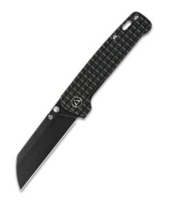 QSP Penguin QS130-OFRG Frame Lock Black Frag Titanium with Black Stonewashed Blade