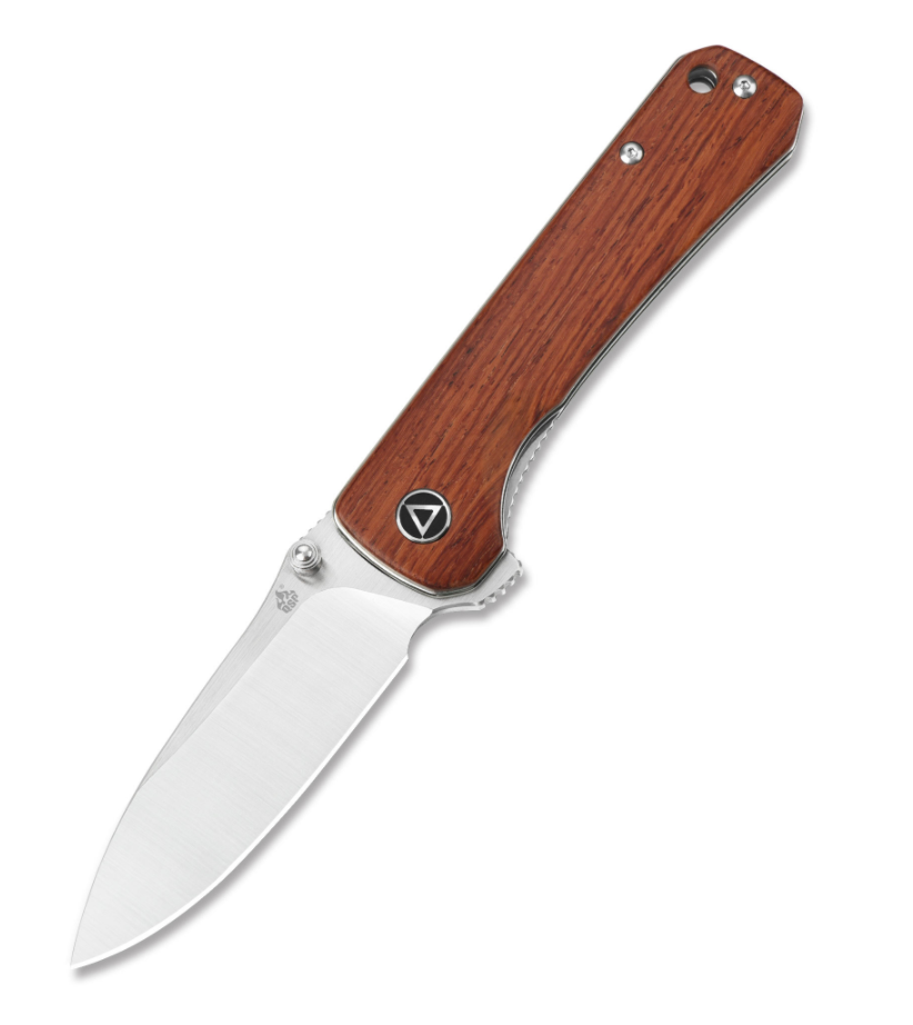 QSP Hawk QS131-O1 Liner Lock Mkuruti Wood with Two-Tone Satin Blade