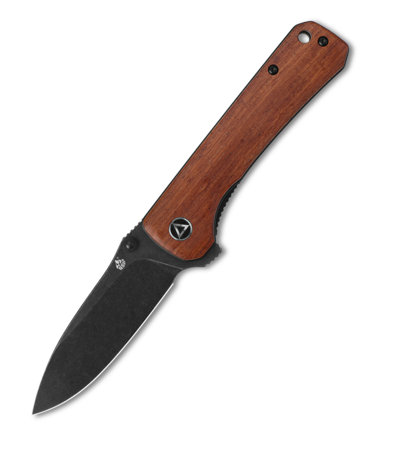 QSP Hawk QS131-O2 Liner Lock Mkuruti Wood with Black Stonewashed Blade
