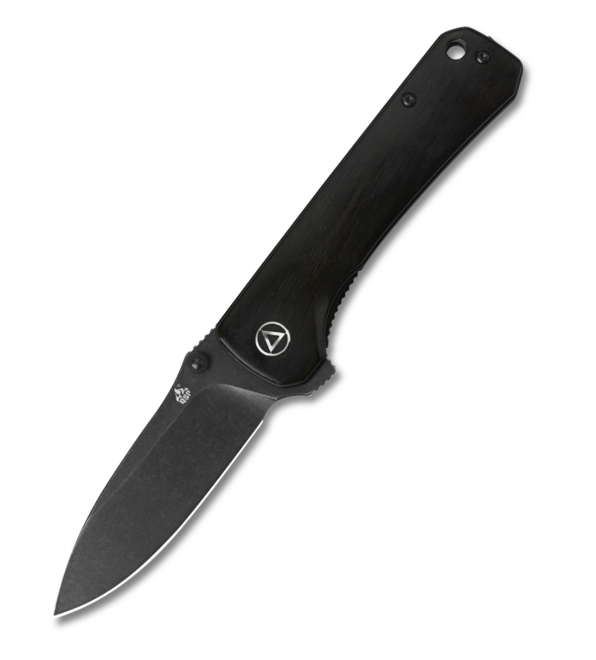 QSP Hawk QS131-P2 Liner Lock Ebony Wood with Black Stonewash Blade