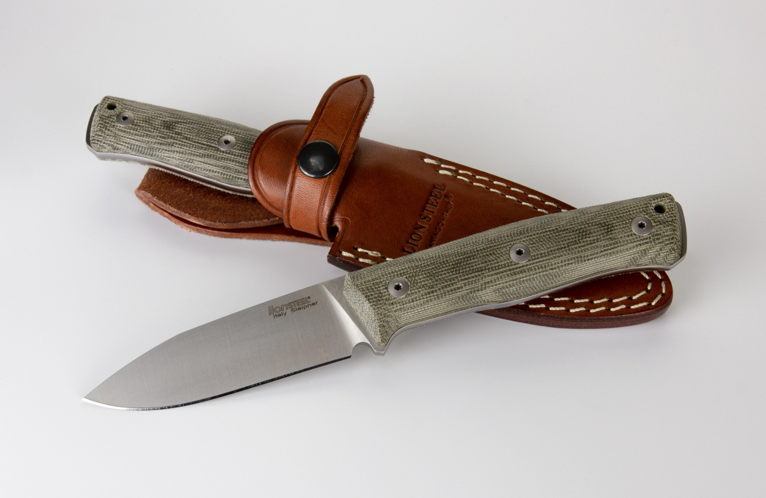 Lionsteel LSTB35CVG B35 Fixed Blade Green Canvas Micarta Knife