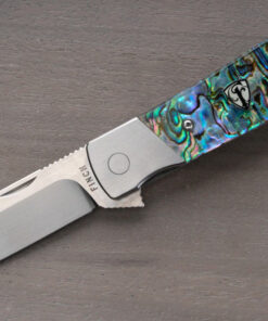 Finch Knife Company LUCKY 13 Flipper 154CM Satin Blade with Stainless Steel Bolstered/ Abalone Scales