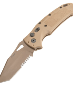 SIG Sauer by Hogue HOGK36323 M17/M18 Automatic Folder Coyote PVD Finish Tanto Blade (Partially Serrated) with Coyote Tan Polymer Frame