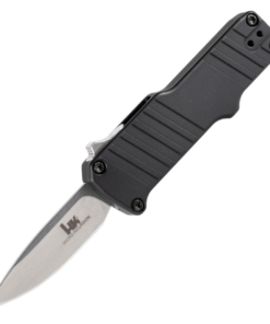 Hogue Knives HOGK54030 HK Micro Incursion OTF Automatic Tumbled Finish Clip Point Blade with Matte Black Aluminum Frame