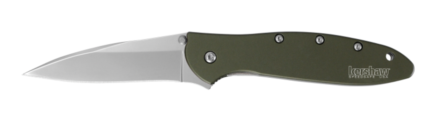 Kershaw 1660OL Ken Onion Olive OD Green Aluminum Leek Assisted Flipper Knife
