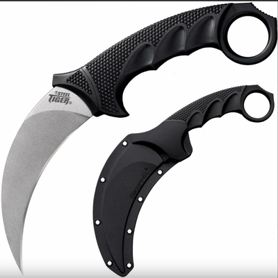 Cold Steel CS-49KST Steel Tiger Karambit Fixed Blade with Kray-Ex Handles
