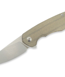 GiantMouse Knives Vox/Anso ACE Corta Linerlock Knife Stonewash Blade with Green Canvas Micarta Handles
