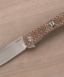 Finch Knife Company Chernobyl Ant Flipper Satin Blade with Parquet (Two Tone Micarta)Scales