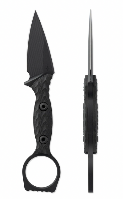 Toor Knives Viper Shadow Black Fixed Blade/ Cerakote Spear Point Blade with Textured Shadow Black G10 Handles
